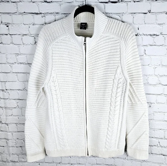 GAP | mock neck cable fisherman chunky knit full zip sweater - Picture 1 of 9